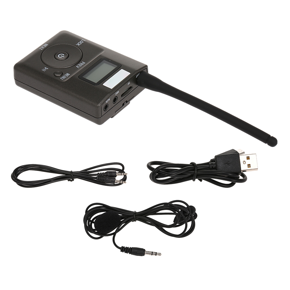 HDR-831 Portable Stereo Digital FM Transmitter Mini Radio Station with Mic Audio Launch 500 Meters Slot AUX IN Microphone Input