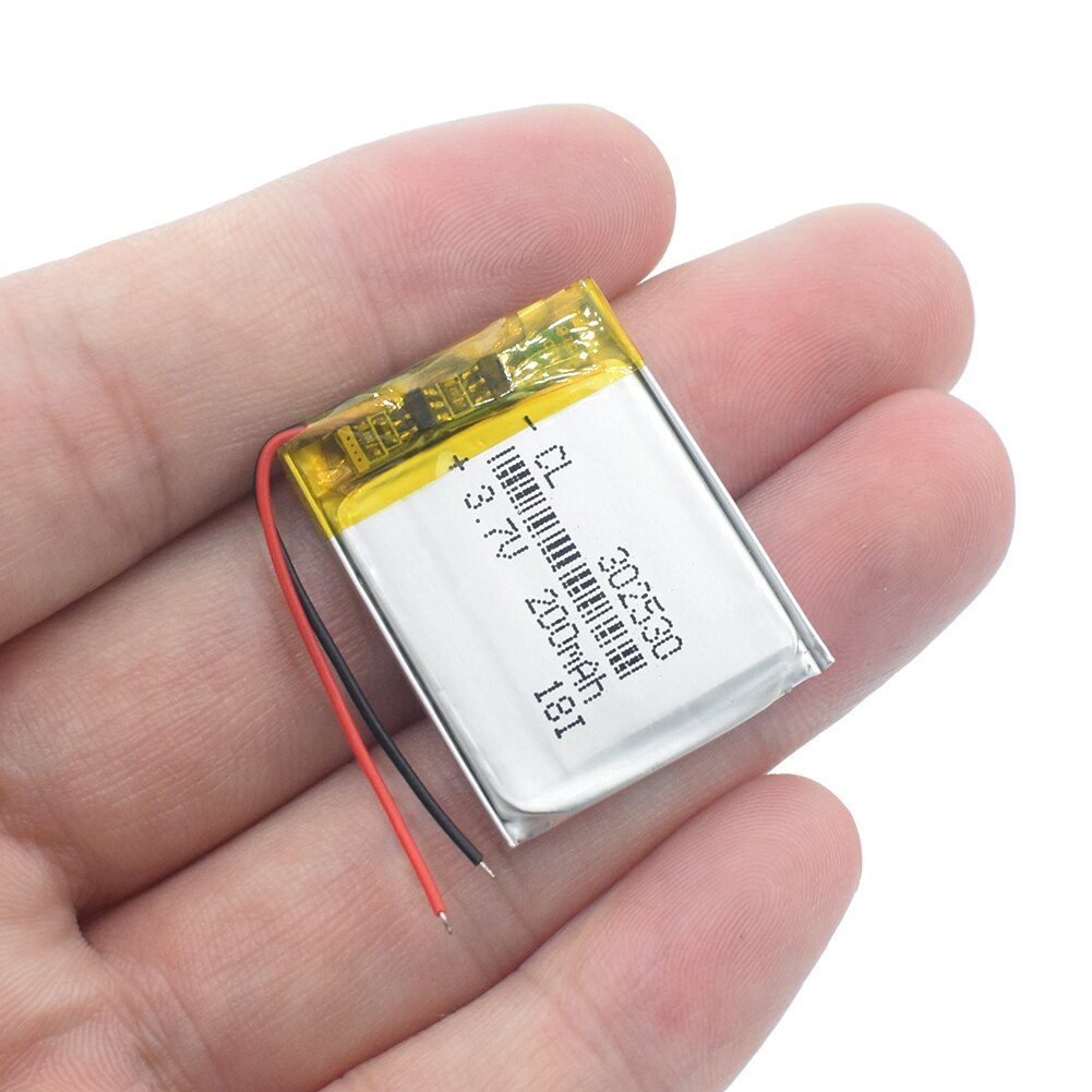 Batteria ricaricabile ai polimeri di litio agli ioni di litio ricaricabile da 3.7V volt 302530 200mAh da 2 pezzi