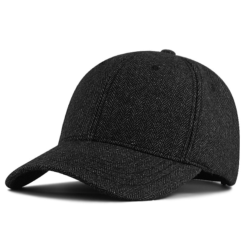 56-60cm 61-68cm bot heren grote maten vilten baseballpetten vader winter warme wollen snapback pet mannelijke oversized sportpetten: Donkergrijs / 56-60cm