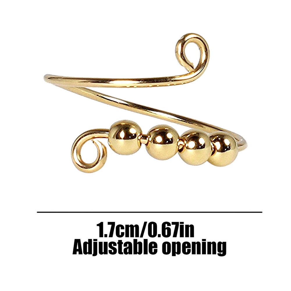 Fidget Beads Fidget Ring Spinner Single Coil Spiral Fidget Ring Beads Rotate Freely Anti Stress Anxiety Ring Toy For Girl Women