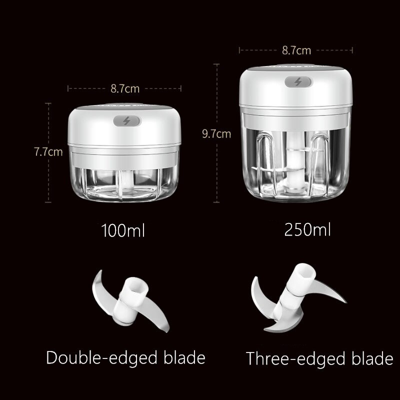 100/250ml trådlös elektrisk vitlöksstöt pressomrörare hackare grönsak kök vitlök ägg potatis kött strimla bärbar mosare