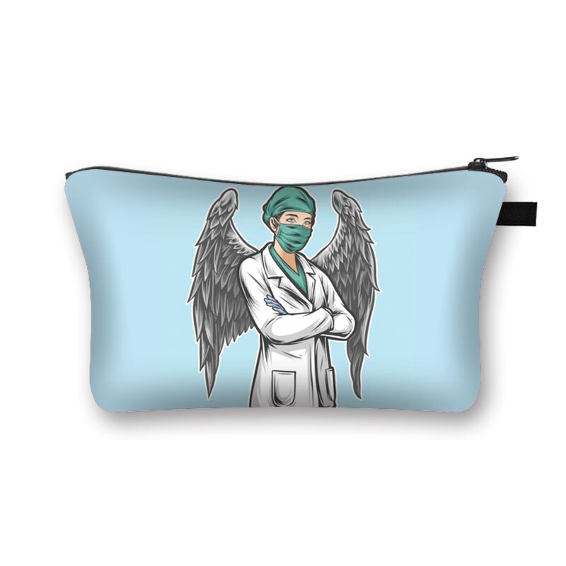Pielęgniarka ze skrzydłami anioła kosmetyczka kobiety torebki na makijaż panie torby do przechowywania torby podróżne Zipper Organizer na kosmetyki: hzbnurse04