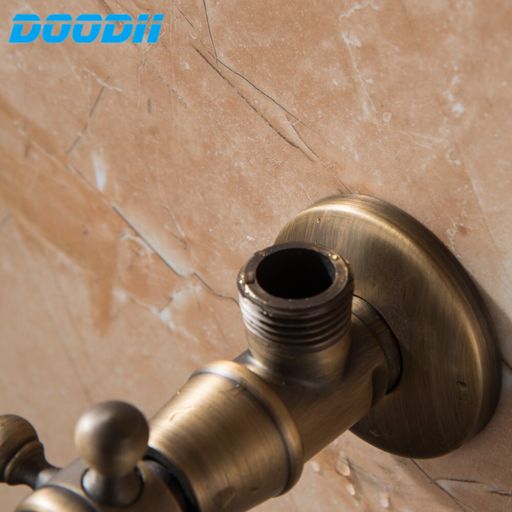 Angle Valves Antique Brass brushed Kitchen Bathroom Accessories Angle Valve for Toilet Sink Basin Water Heater DOODII