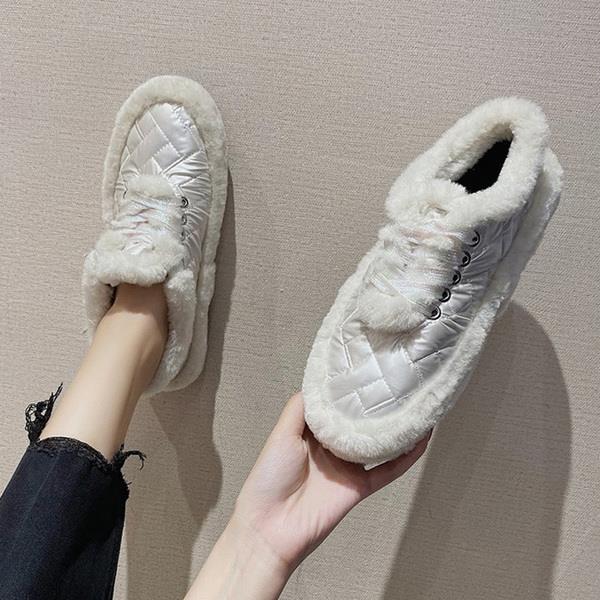 Vinterskor kvinnor matchande rund tå casual kvinnliga sneakers loafers päls dam höst modis moccasin cross: 1 / 38