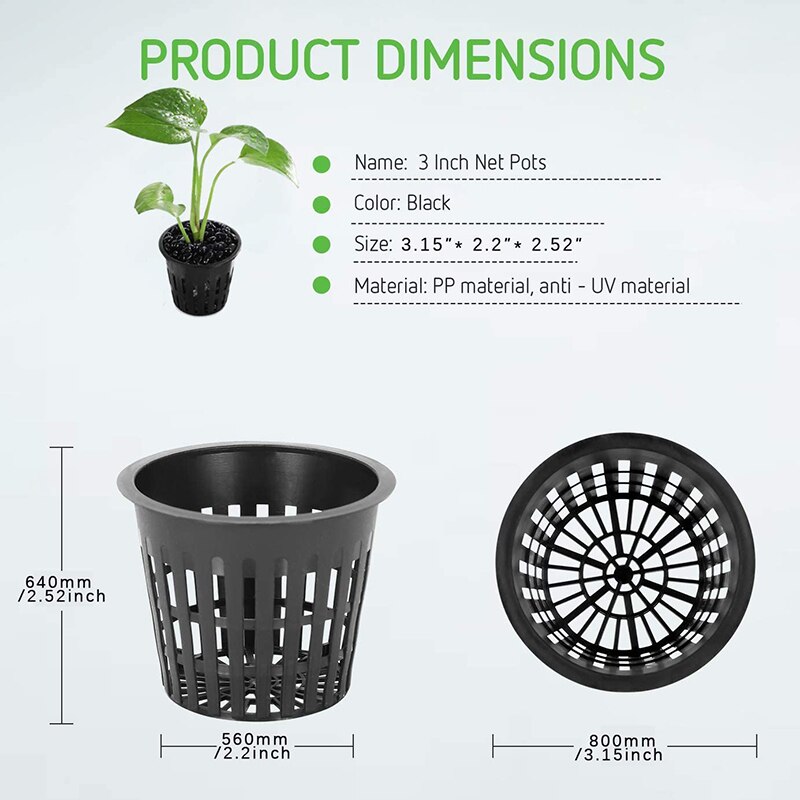 Macetas de red hidropónica para jardín, balcón, cultivo hidropónico y sin suelo, 8Cm, 45 piezas