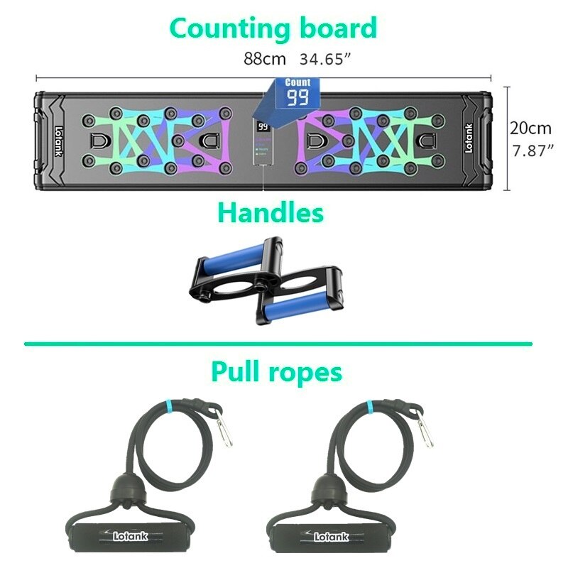 88cm Counting Push Up Board Home Gym Training Pectoralis Arm Muscles Latissimus Dorsi Multifunctional Push-up Brace Stand Plates: Counting pull ropes