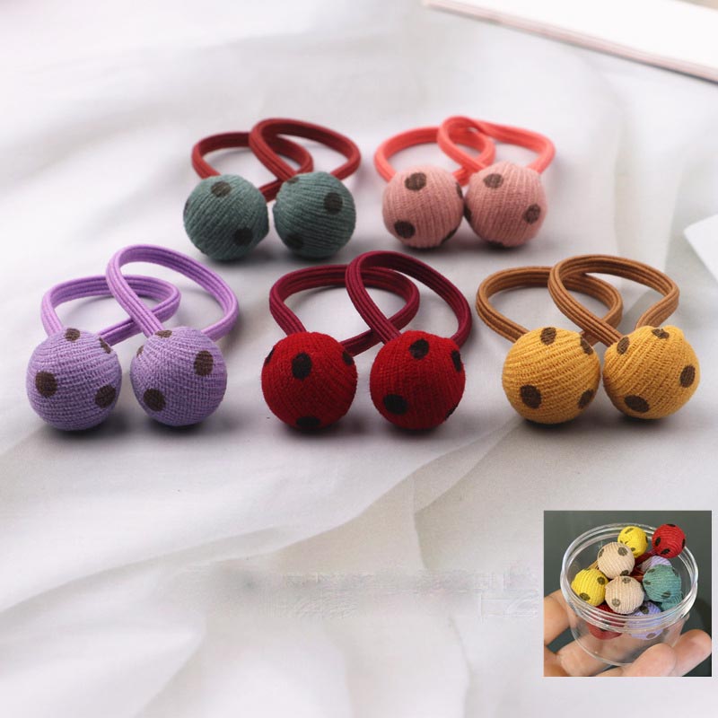 10 unids/set invierno pequeñas gomas para el pelo con pompón para bebe bolas gomillas pelo niña elasticas coles para cabello niña por lote elasticos para el pelo coleteros niña pom pom rabas pelo colets para cabello: color 4