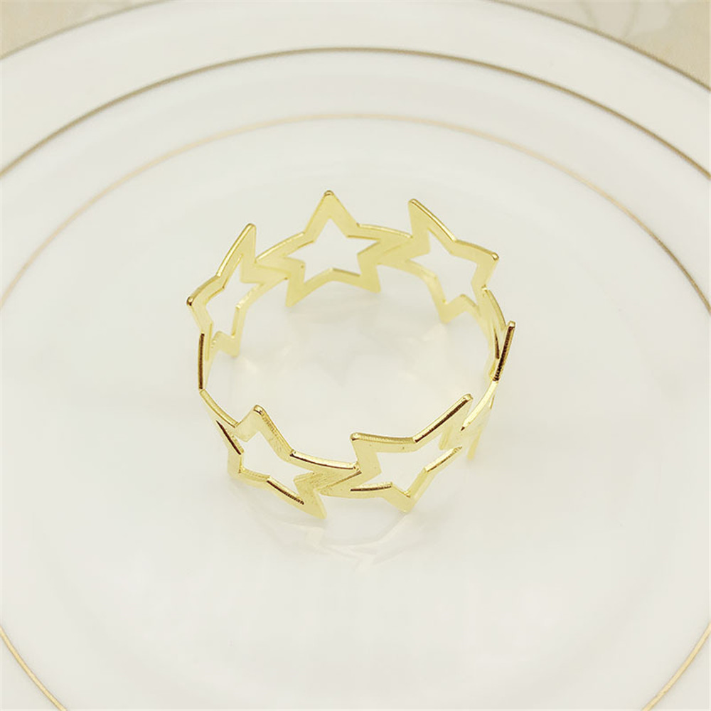 Metal gold five-star dining ring tabletop decoration for western food, wine party, family gathering, wedding banquet