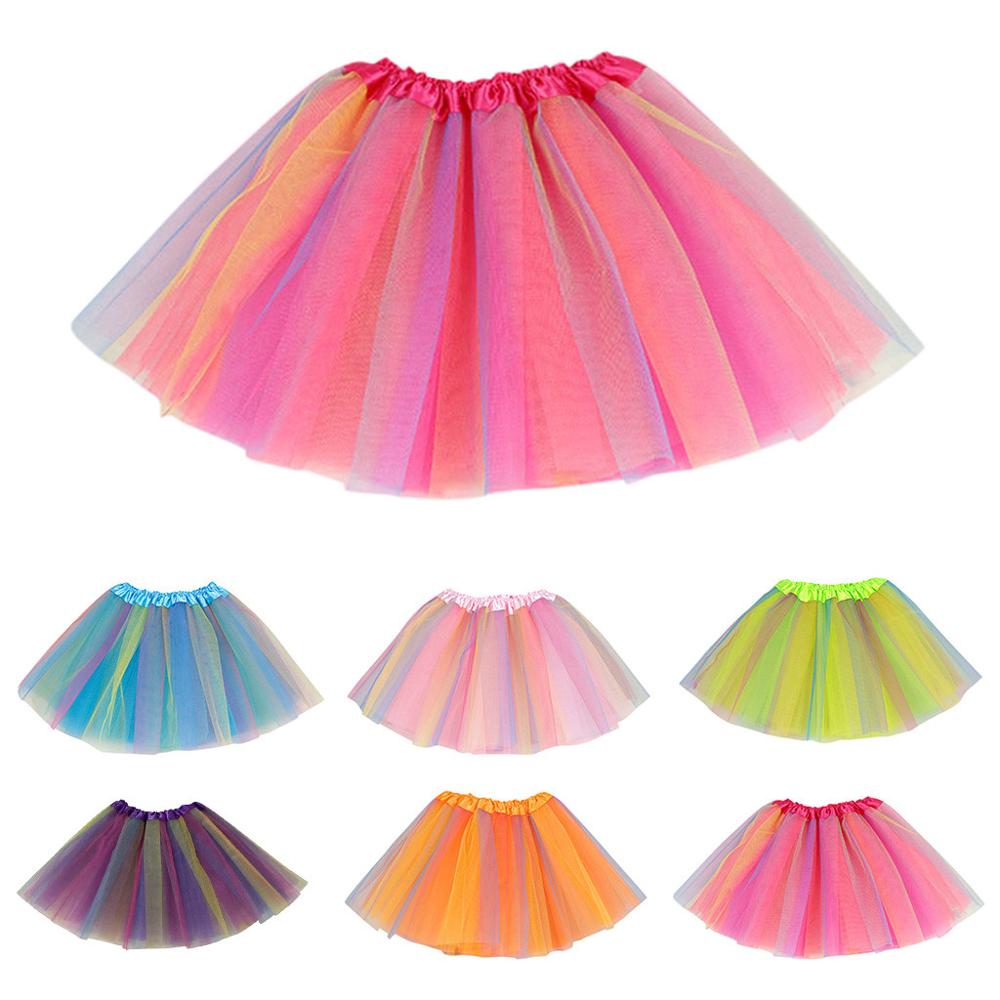 Baby Meisjes Rok Kinderen Tutu Tulle Party Dance Ballet Peuter Rainbow Baby Kostuum Rok Popeline Mini Multicolor Rok & xs