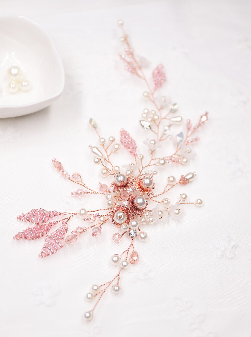 Bohemien Kopfschmuck Tanzen Party und Braut Haar Zubehör Hochzeit Haar Reben Kristall Perlen Stirnband für frauen: Rose Gold