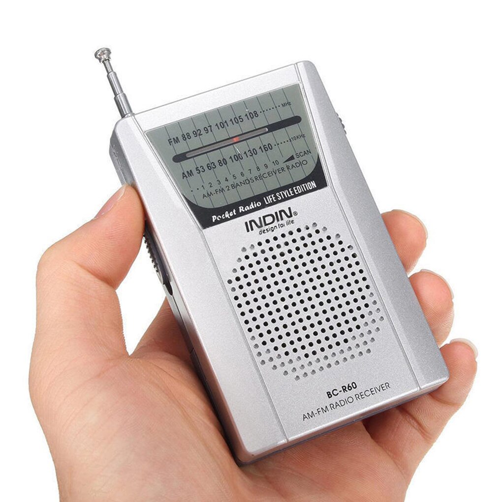 Universele BC-R60 Pocket Radio Telescopische Antenne Mini Am/Fm 2-Band Radio Wereld Ontvanger Met Luidspreker 3.5mm Koptelefoon Jack
