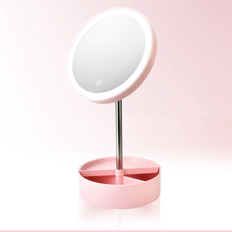 Portable LED Makeup Mirror USB Recharge Makeup Mirror Storage Base Beauty Desktop Make Up Mirror
