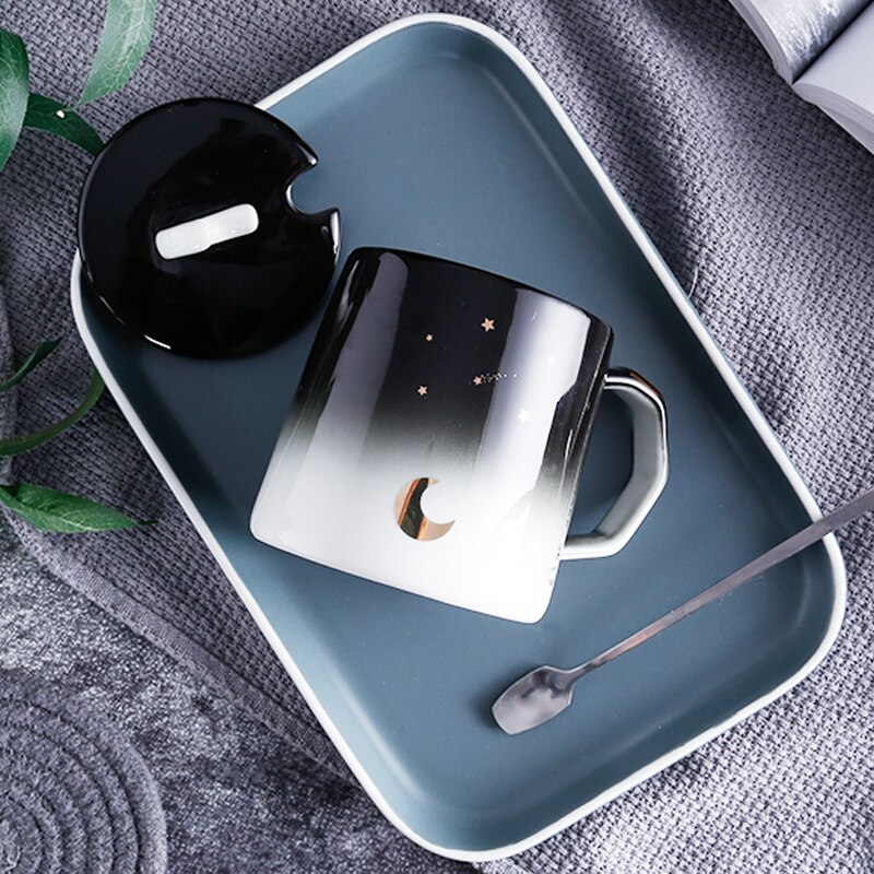 star mug individual trend ceramic water cup Nordic milk coffee tea cup with lid spoon