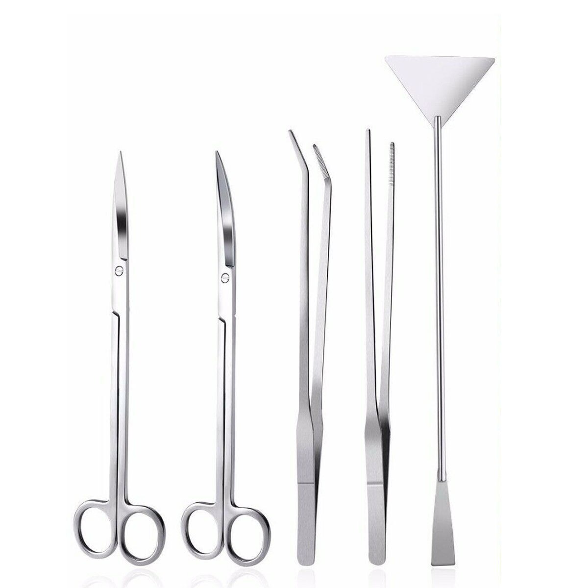 3/5pcs Aquarium Tank Tools Kit Long Tweezers Scissors Aquascaping Fish Tank Aquatic Plants Stainless Steel Maintenance Tool: 5pcs