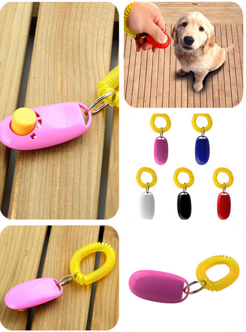Portable Pet Training Clicker Dog Cat Bird Horse Click Obedience Trainer Aid with Wrist Strap