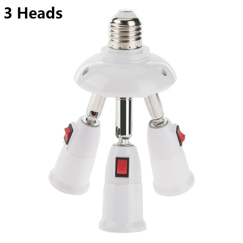 Divisor E27, Base de lámpara de 3/4 cabezales, adaptador de portalámparas LED ajustable, Base de lámpara portalámparas: 3 Heads