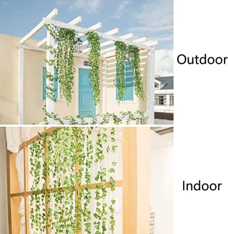 Hera Artificial para pared, plantas decorativas para el hogar, enredaderas, guirnalda verde colgante para habitación, jardín, oficina, decoración de pared de boda, follaje