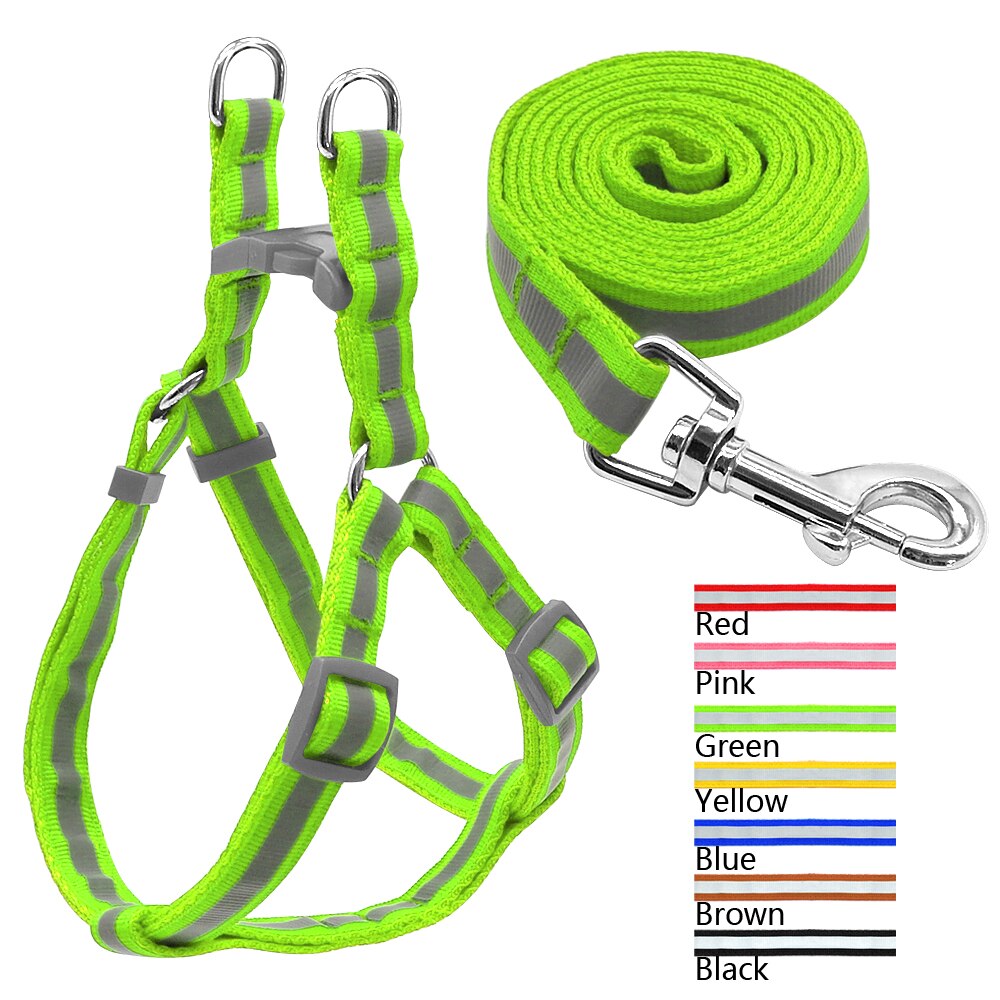 7 Colors Nylon Reflective Dog Harness Set S Yorkie Chihuahua Puppy Small Lead Leash Dogs Medium For M