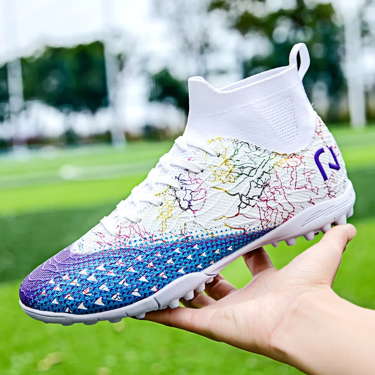 Jungen TF/FG Fußballschuhe Hohe Knöchel freundlicher draussen Hochwertige Stollen Ausbildung Sport Turnschuhe Männer Professionelle Fußballschuhe