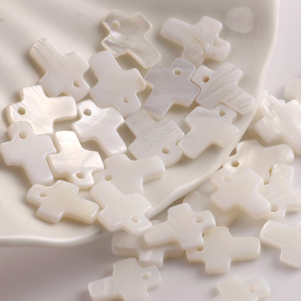 12x10x2 mm Naturalna masa perłowa Biały krzyż Kształty Muszla Koraliki Charms Bransoletka Wisiorek Do DIY Biżuteria Akcesoria do tworzenia biżuterii