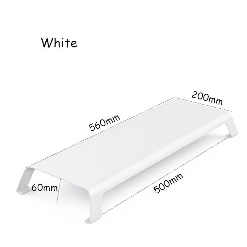 Soporte de Monitor de aluminio para ordenador portátil, plataforma resistente para pantalla LCD iMac MacBook, organizador de mesa: White
