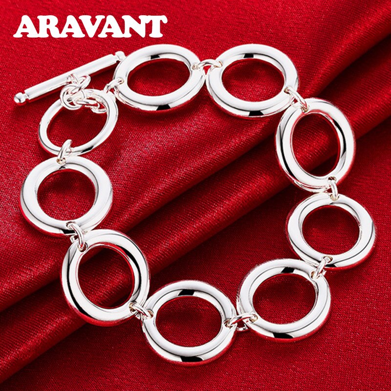 925 Zilveren Ronde Cirkel Charme Kettingen Armband Voor Vrouwen Luxe Bruiloft Zilveren Sieraden