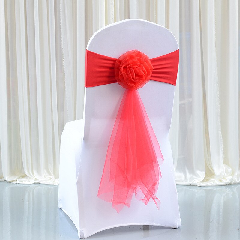 10 stk sash knude bryllup stole betræk sløjfe dekoration lilla stol sash bånd stol bælte binde til bryllup fest hotel banket: Rød