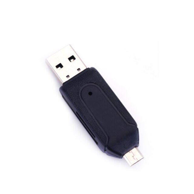 Portable USB 2.0 + Micro USB OTG SD TF Memory Card Reader Adapter For Cell Phone Computer Tablet PC 5 Colors: Black