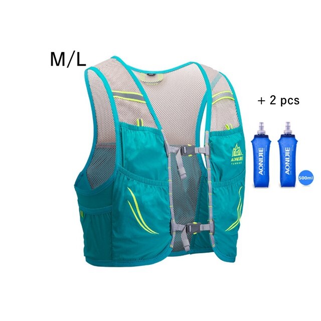 Backpack Trail Running Vest Men Women Lightweight Outdoor Sport Hiking Cycling backpack 2.5L Marathon Fitness Hydration Pack: Mint Green.ML Bottle