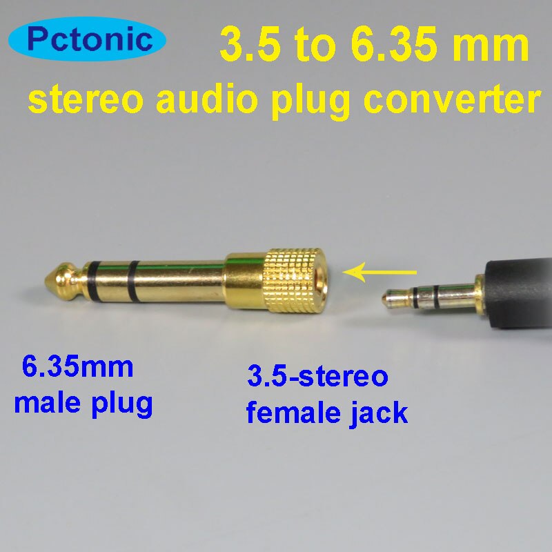 PCTONIC 6.35 naar 3.5mm stereo 3-lijnen audio connector 3.5mm naar 6.5mm plug jack converter adapter audio voor elektrische piano AUX