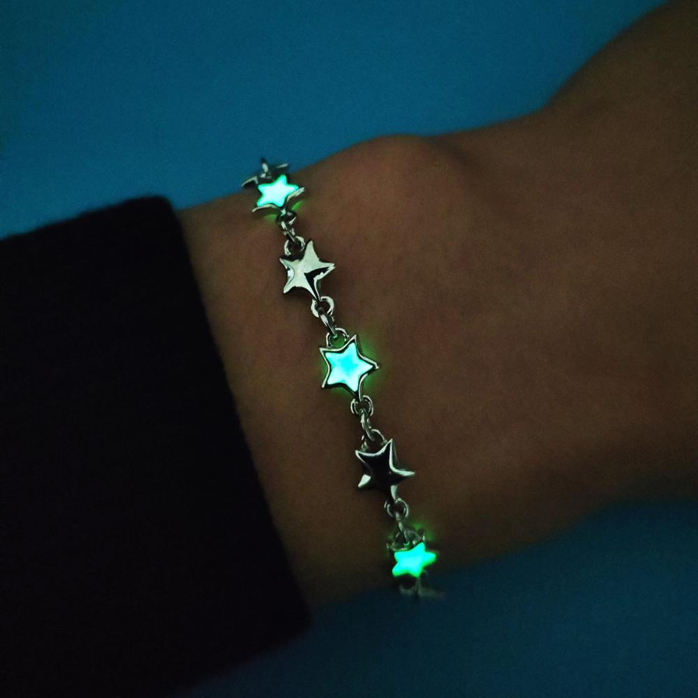 Lichtgevende Armband Glowing in the dark Stars Charm Enkelband & Armband voor Vrouwen Vrouwelijke Halloween Licht Up Sieraden