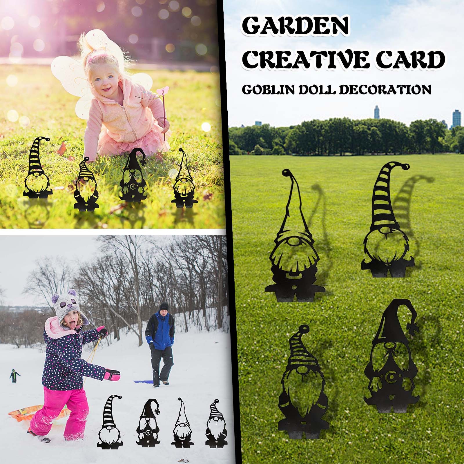 Outdoor Garden Statues Metal Branch Gnomes Decoration Ground Plug Yard Art Backyard Lawn Stakes Decoration Ornament