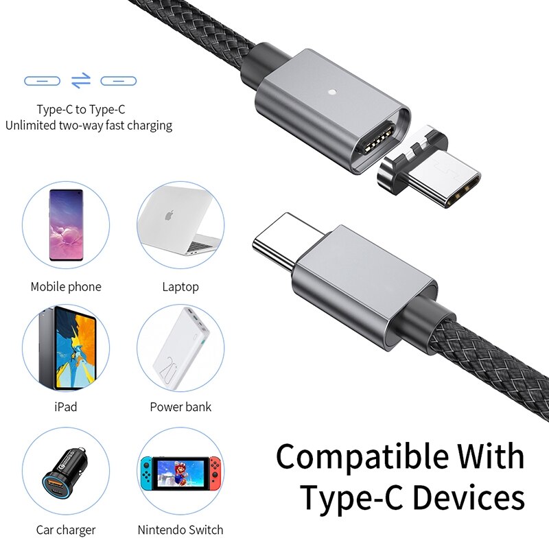 Kabel magnetyczny Suntaiho100W typ C robić kabla typu C robić szybkiego ładowania Huawei P40 PD dla MacBook zawodowiec przełącznik Nintendo szybki kabel USB