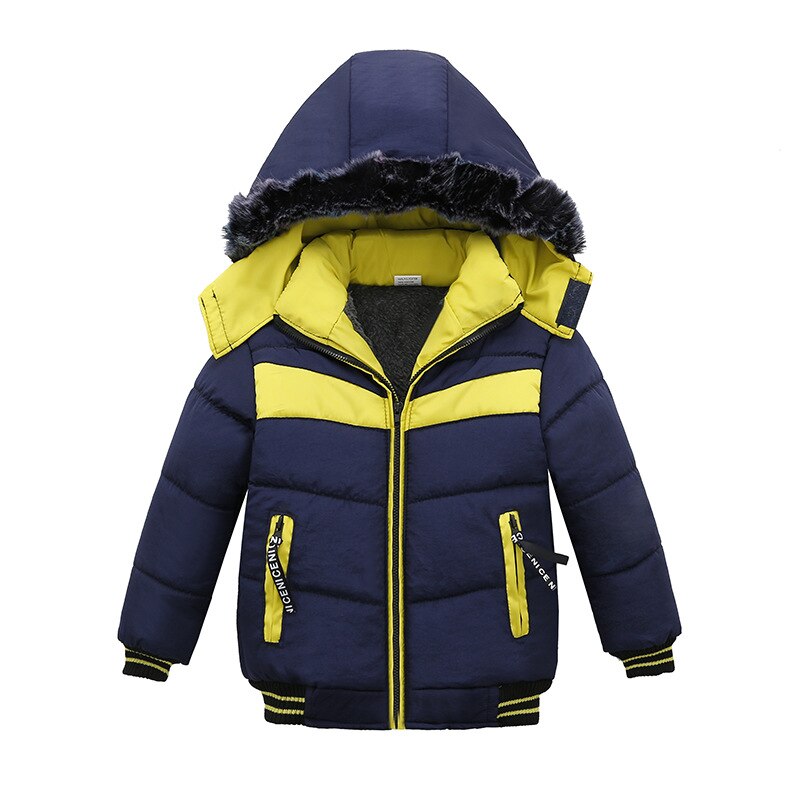 Vinter varm jakke til drenge børn jakke børn hættetrøje varm overtøj frakke til dreng afslappet hætteklædt tøj 2 3 4 5 år: B / 12-18m(90)