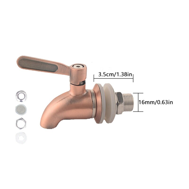 1PC Beverage Dispenser Stainless Steel Wine Barrel Faucet Drink Tap Spigot Water Coffee Juice Taps Silver Faucet Durable: 16mm bronze