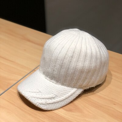 ¡Novedad de ! Gorro de béisbol de invierno de de punto cálido y grueso para hombre y mujer H35: white3