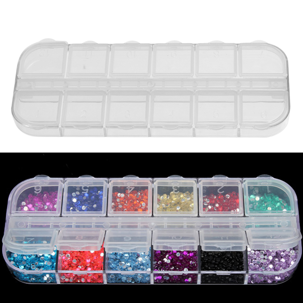 Beholder til perler nail art box tom neglespidser delt etui rhinestone perler perler arrangør opbevaringsboks rhinsten arrangør