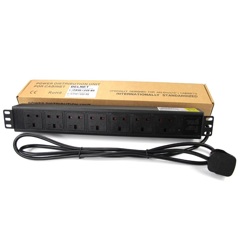 Export rack PDU Special socket all bronze 13A 7 units 19inch 1.5U aluminum enclosure power UK British standard power strip