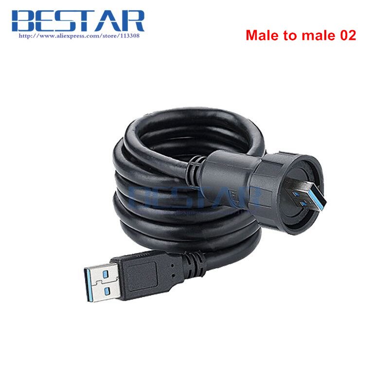 USB 3.0 Water Proof Connector IP67 IP 67 Waterproof USB3.0 Socket Cable 1m 3ft Male to Female Extension cord cables: Male to Male