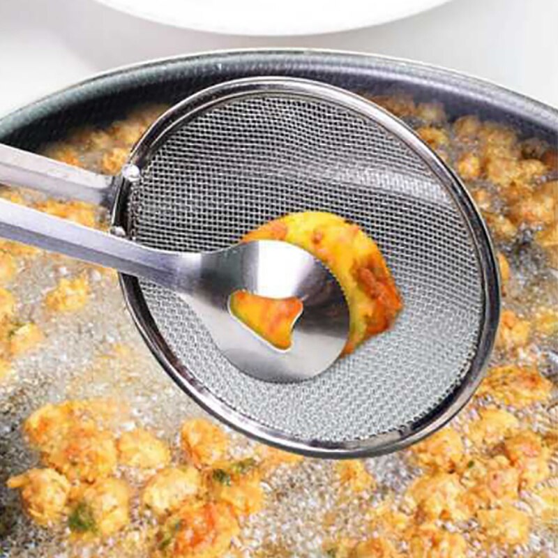 Edelstahl sieb öl angeln gebraten lebensmittel angeln öl löffel angeln Tofu pulver sieb Filter lebensmittel öl Clip