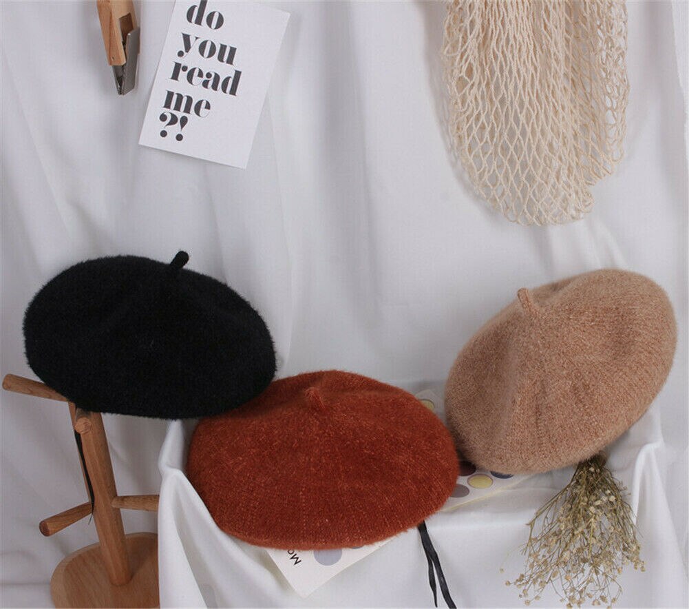Hatt barn barn tjejer ull basker vinter varm vanlig mössa mössa svart rosa röd vit gul brun