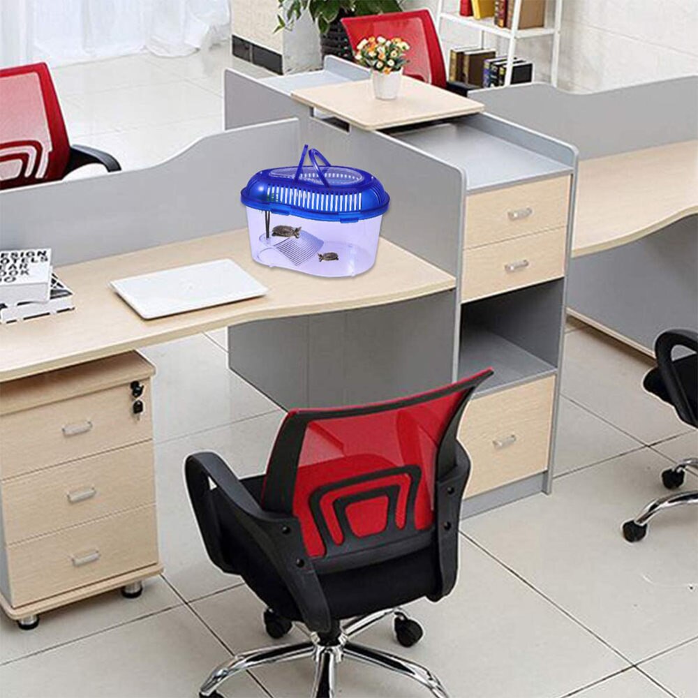 1pc schildpaddentank handvat deksel draagbare plastic kweekbak container voederhouder voor schildpadden