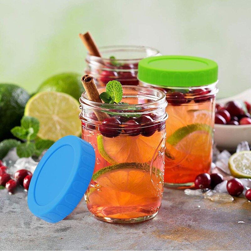 6 stuks herbruikbare glazen pot met deksel voor het vers houden van voedsel, plastic deksel en siliconen ring voor kookgerei en keukenaccessoires