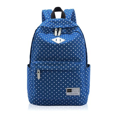 Ladsoul Lichtgewicht Casual Dagrugzak Canvas Polka Dot Rugzak 14 "-15" Laptop Pc Schooltas Voor Tiener Meisjes CD5588/H: lake blue