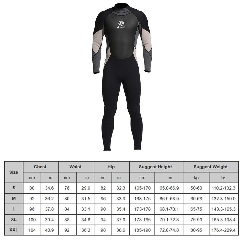 3mm One-Piece Close Body Neoprene Diving Suit Winter Long Sleeve Men Wetsuit Scuba Dive Spearfishing Snorkeling Suit
