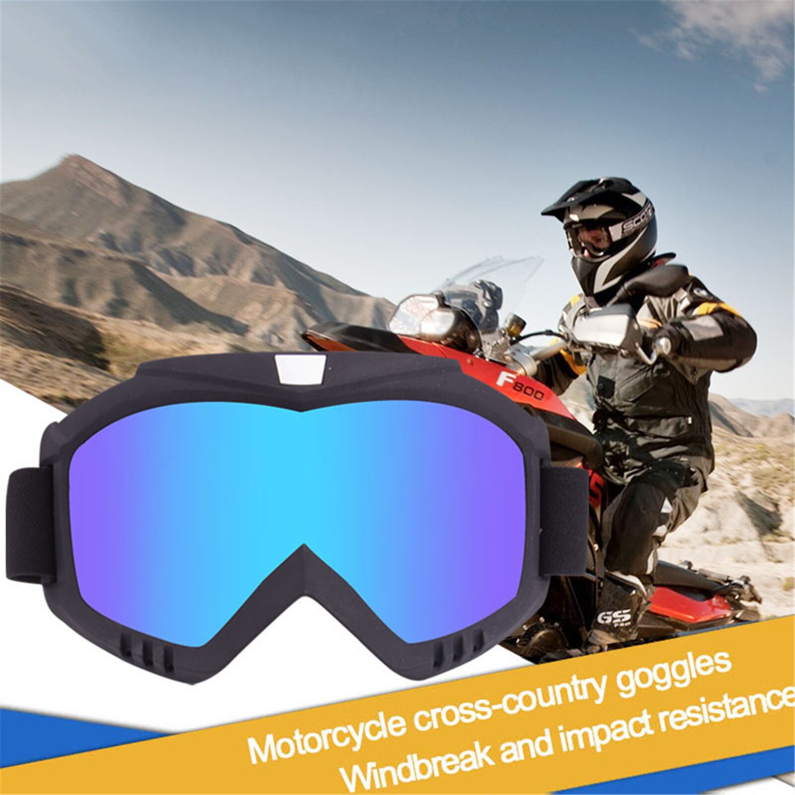 Polarized Motocross Goggles ATV Motorcycle Anti-UV Motorbike Ski Goggles Anti-Slip Strap Nose Cover Fit Glasses