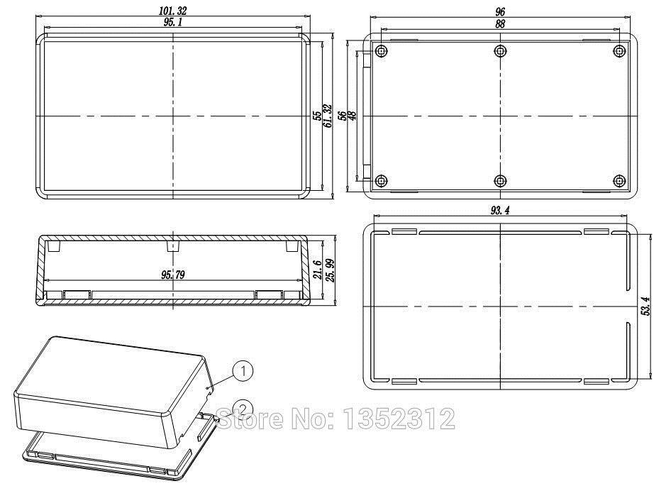 2 pcs/lot 101*61*26mm plastic enclosure for electronics desktop box instrument box waterproof PLC project box