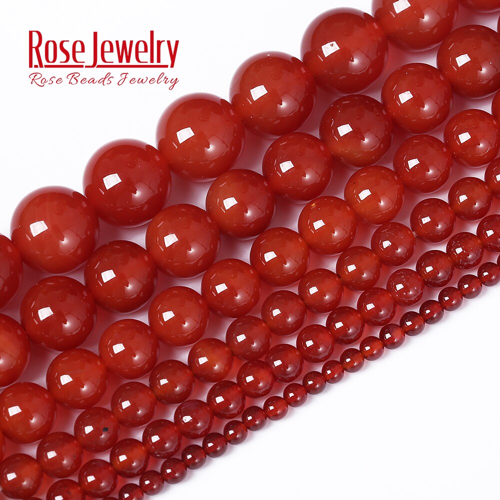 AAAAA Natural Stone Red Agates Carnelian Round Gem Loose Beads 15" Strand 4 6 8 10 12 14 16 MM Pick Size For Jewelry Making