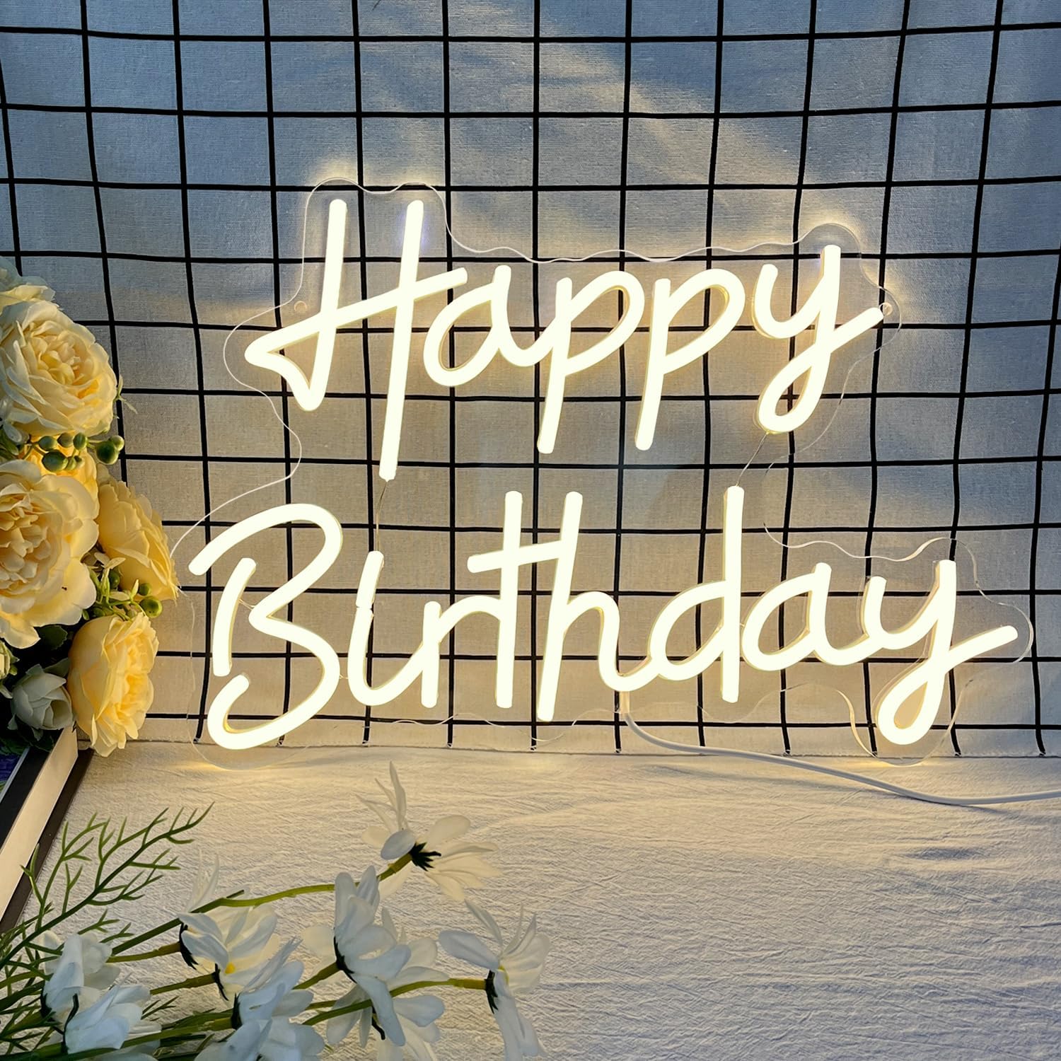 Letrero de neón de feliz cumpleaños, decoración de pared para de cumpleaños, decoración de habitación regulable, lámpara Led acrílica para el hogar, habitación, Bar, de cumpleaños: Verde