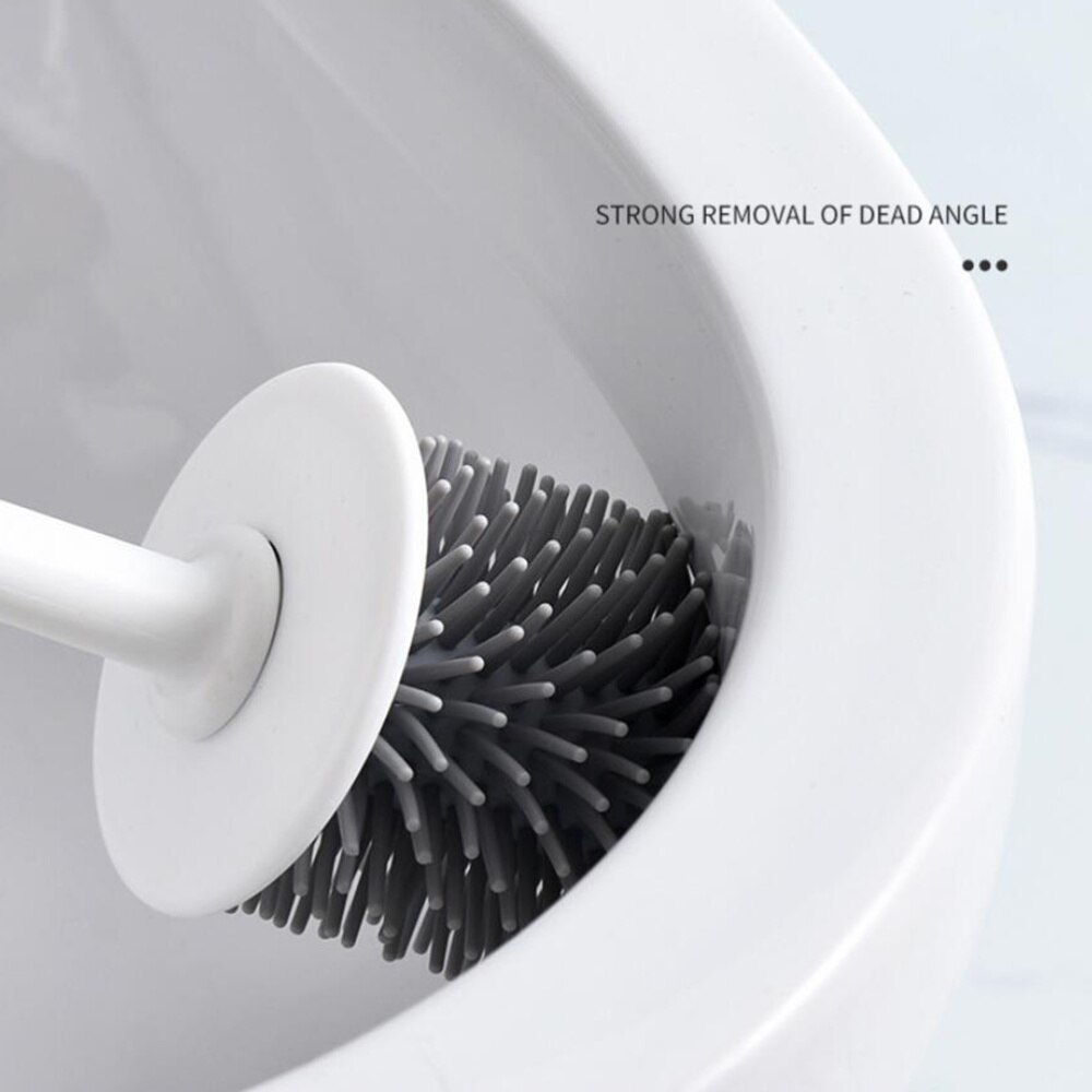 Long Handle Toilet Brush With Base Toilet Urinal Brush Home Bathroom Hotel Cleaning Accessories for Home Bathroom (White)